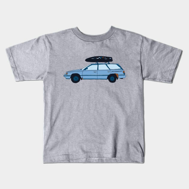 Baby Blue Subaru Kids T-Shirt by emilylongbrake